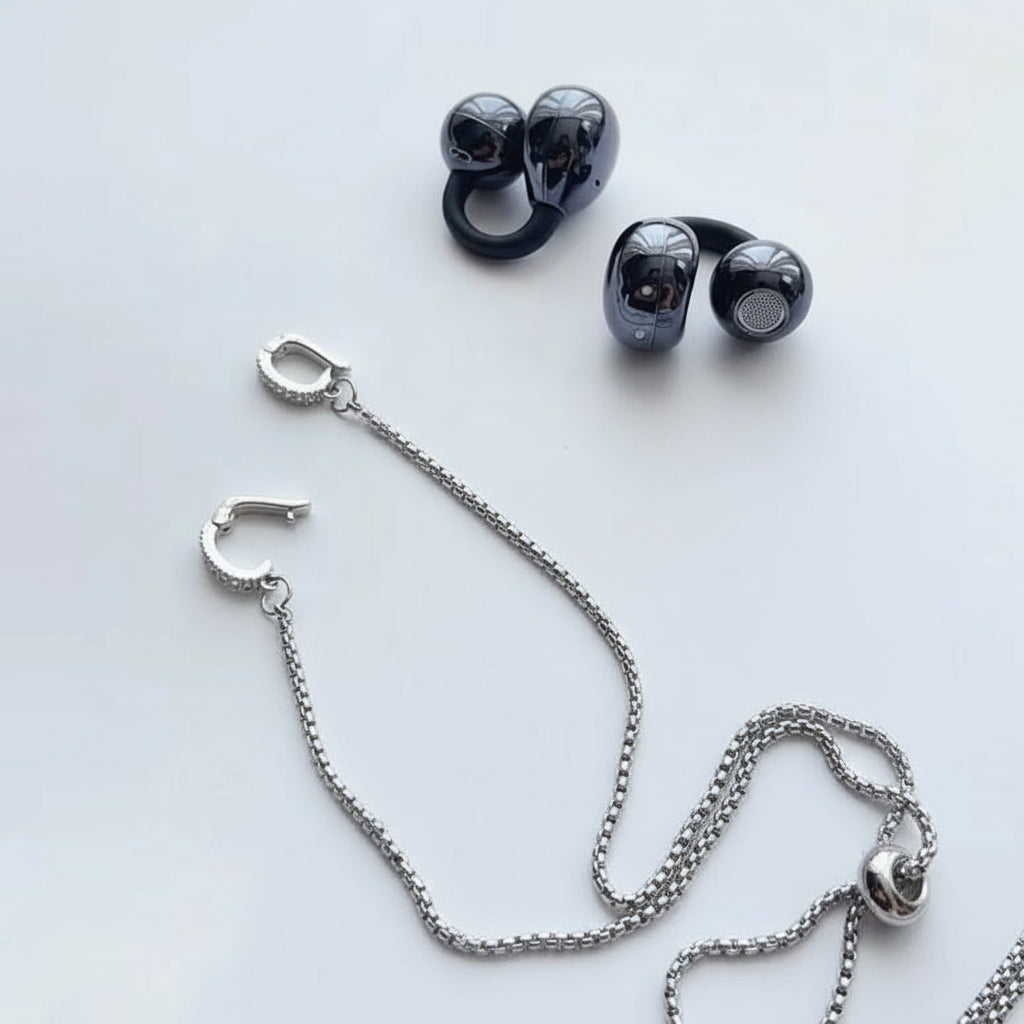 Adjustable anti Slip Earphone Chain Corrosion Resistant Metal Lanyard Secure Clip for Huawei Freeclip Daily Commute